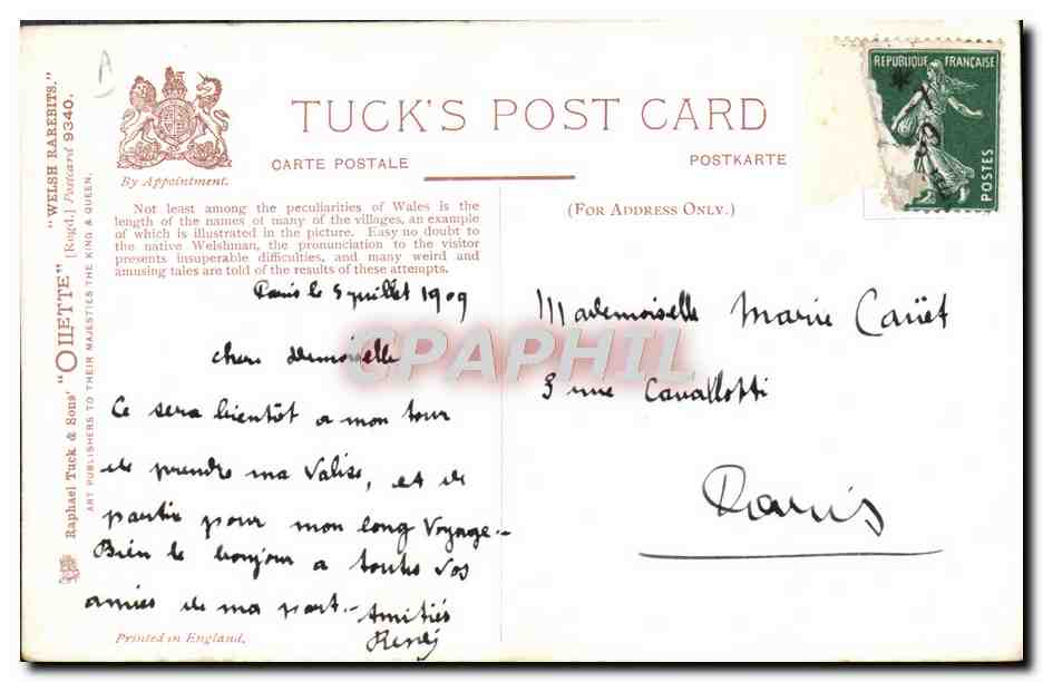 CPA Illustrateur Booking office a Welsh Rarebit  — Back