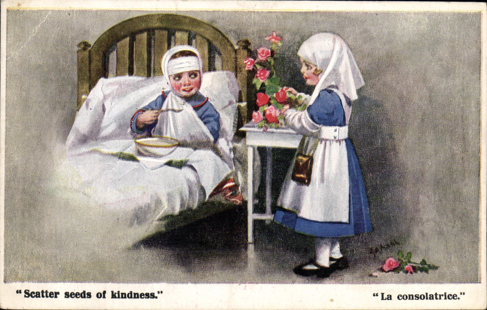CPA Illustrateur Infirmiere Croix Rouge Militaria Scatter seeds of kindness 