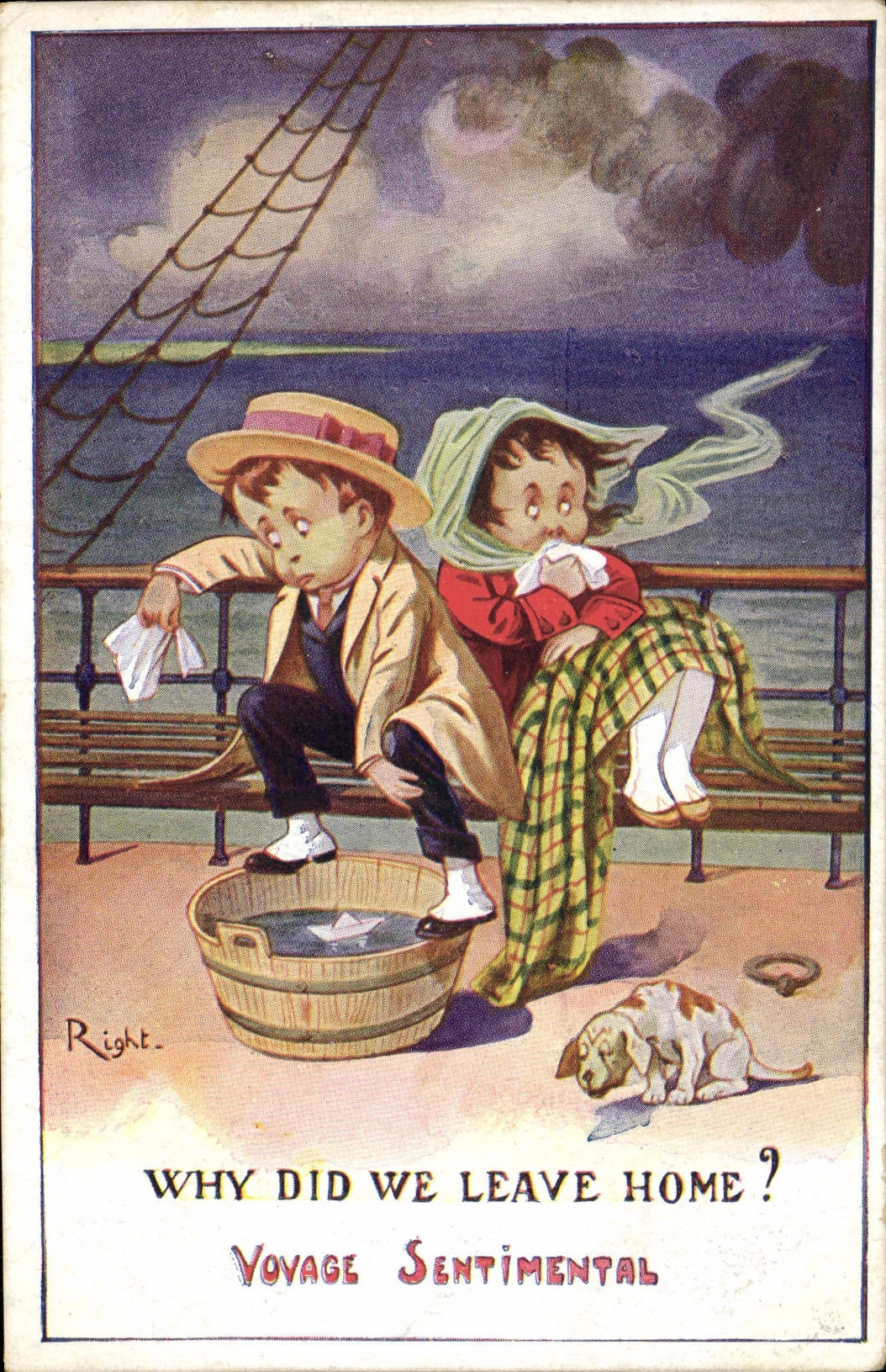 CPA Illustrateur Right Why did we leave home Chien Enfants