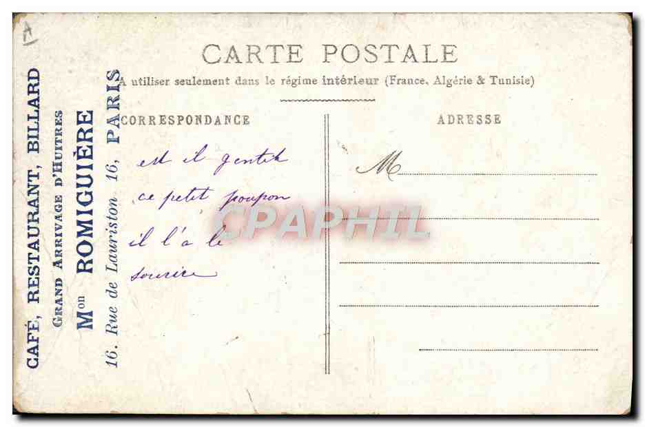 Bébé souriant avec biberon — éditeur Billard, Paris — Rückseite