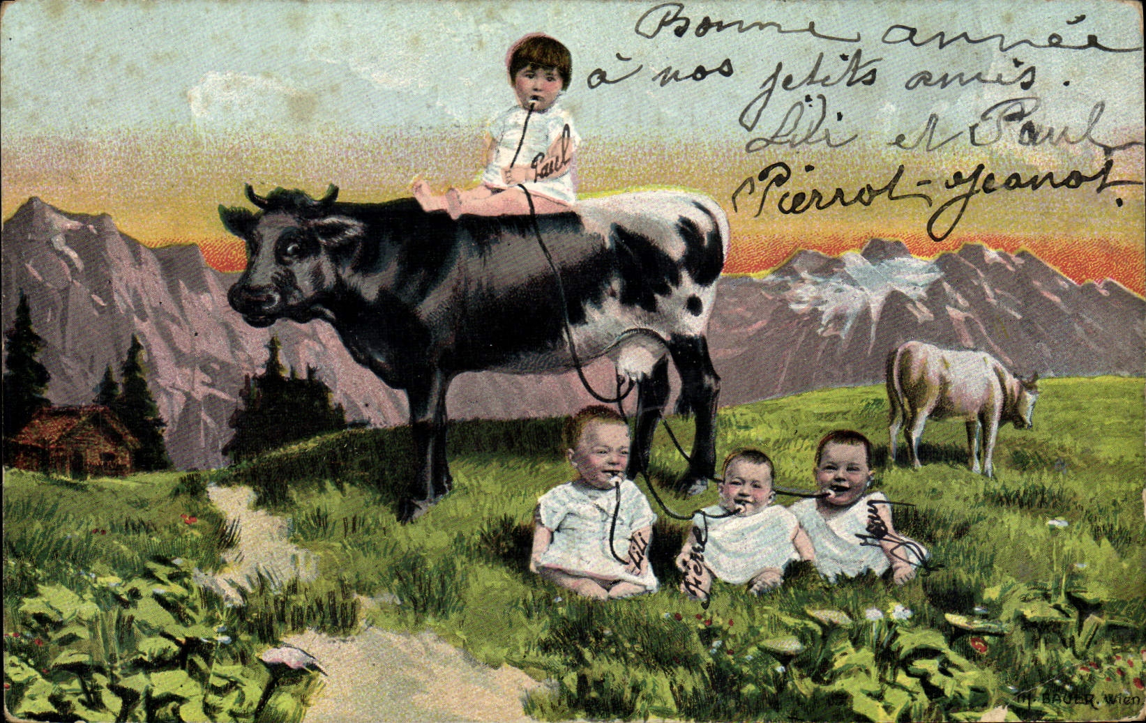 CPA Folklore Lait Enfants Bebes Vaches