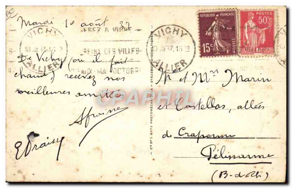 CPA Folklore Lait Vichy Laitiere Bourbonnaise — Verso