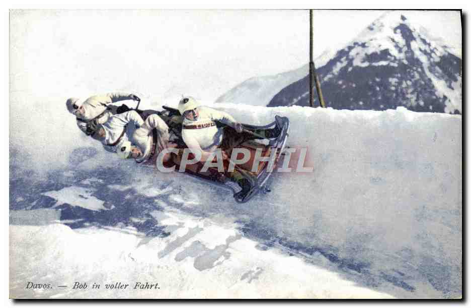 Davos — Bob en pleine descente — J. Tomaszewski, Davos-Platz, n° 1217