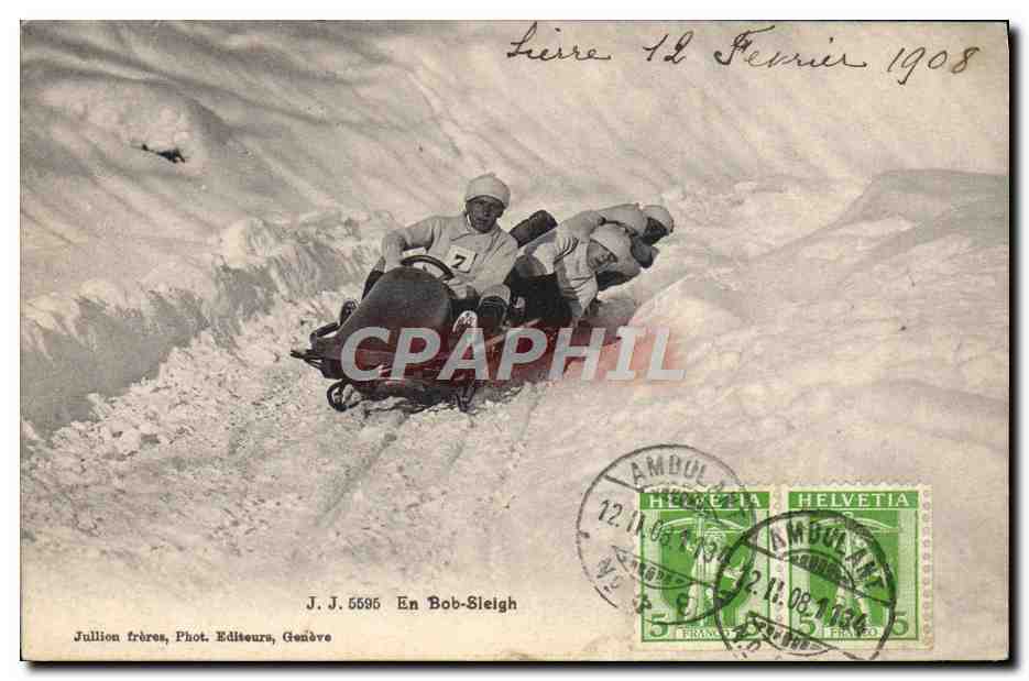 In Bob-Sleigh — Bobwedstrijd op sneeuw — Jullion frères, Fot. Uitgevers, Genève, n° J.J. 5596