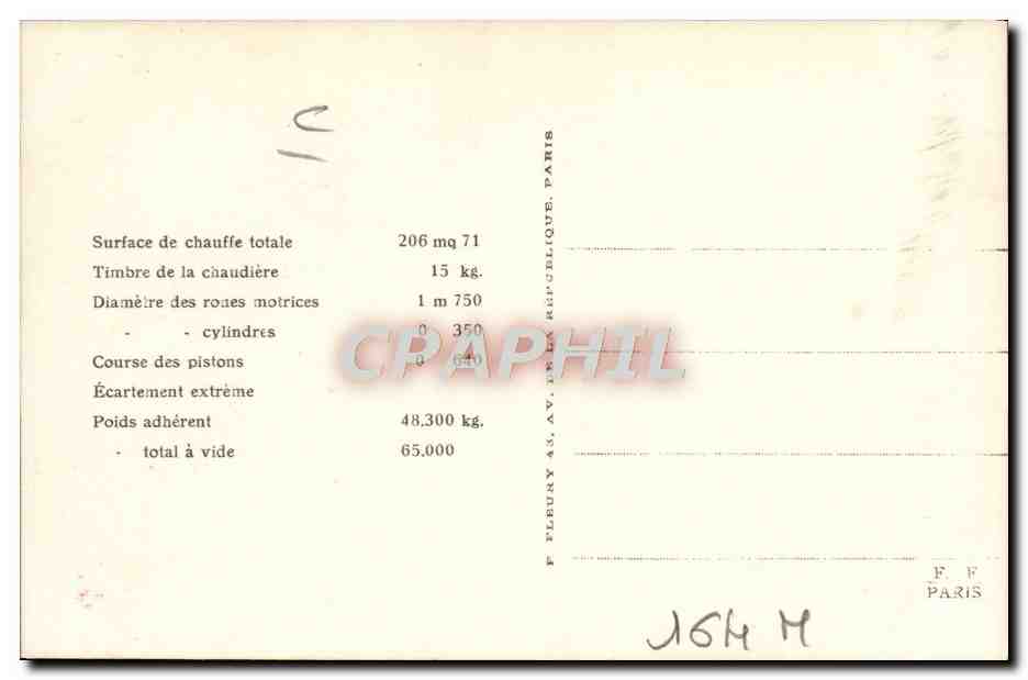 CPA train Locomotive Machine 2565 — Verso