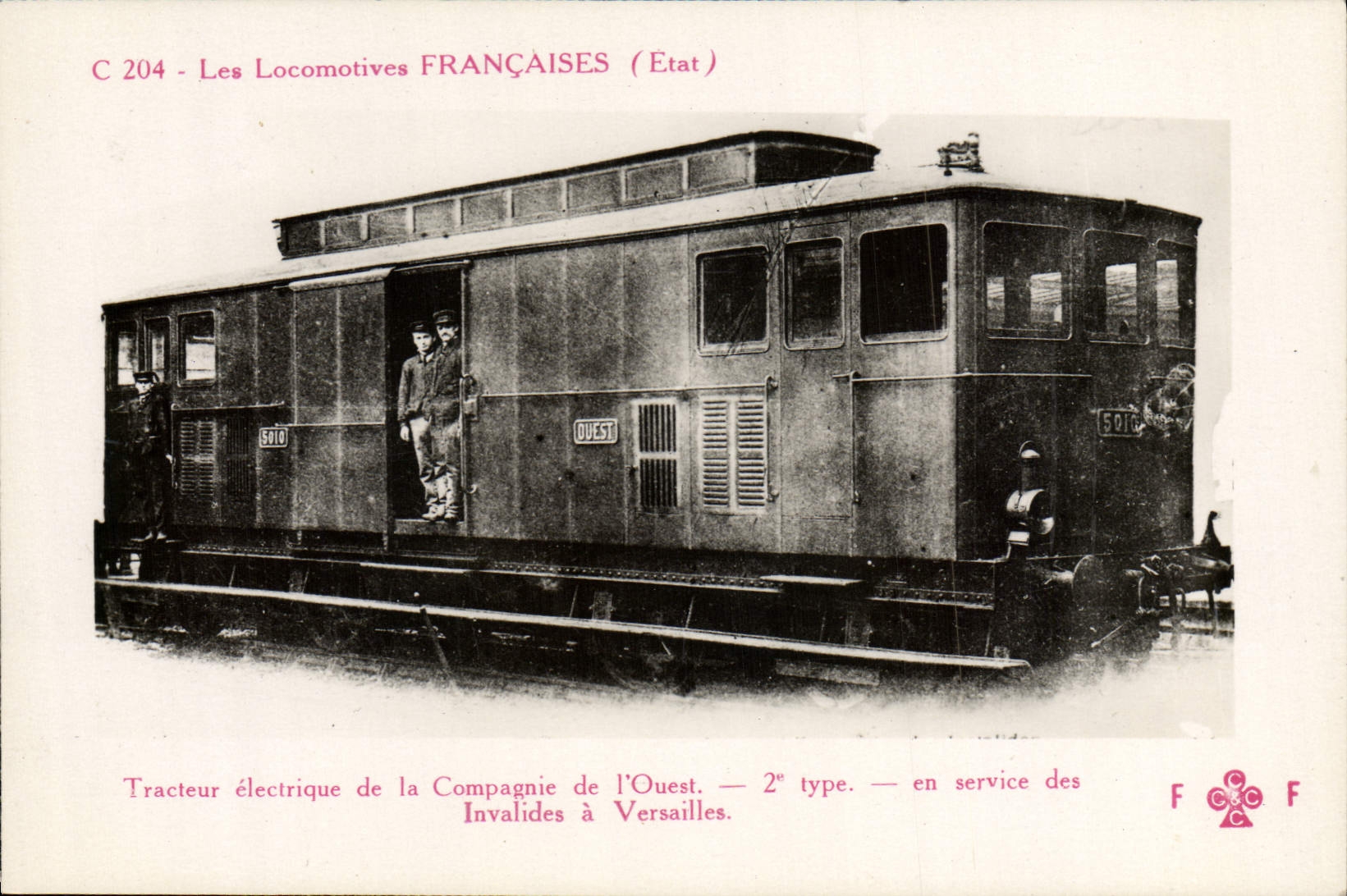 CPA train Locomotive Tracteur electrique de la compagnie de l'Ouest Services des Invalides a Versailles