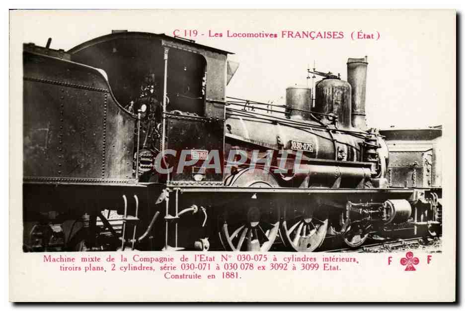 CPA train Locomotive Machine mixte de la Compagnie de l'Etat 030 075