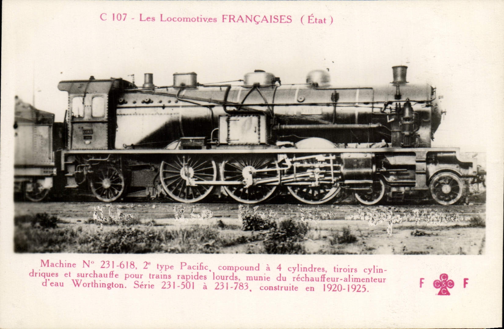 CPA train Locomotive Machine 231 618 type Pacific