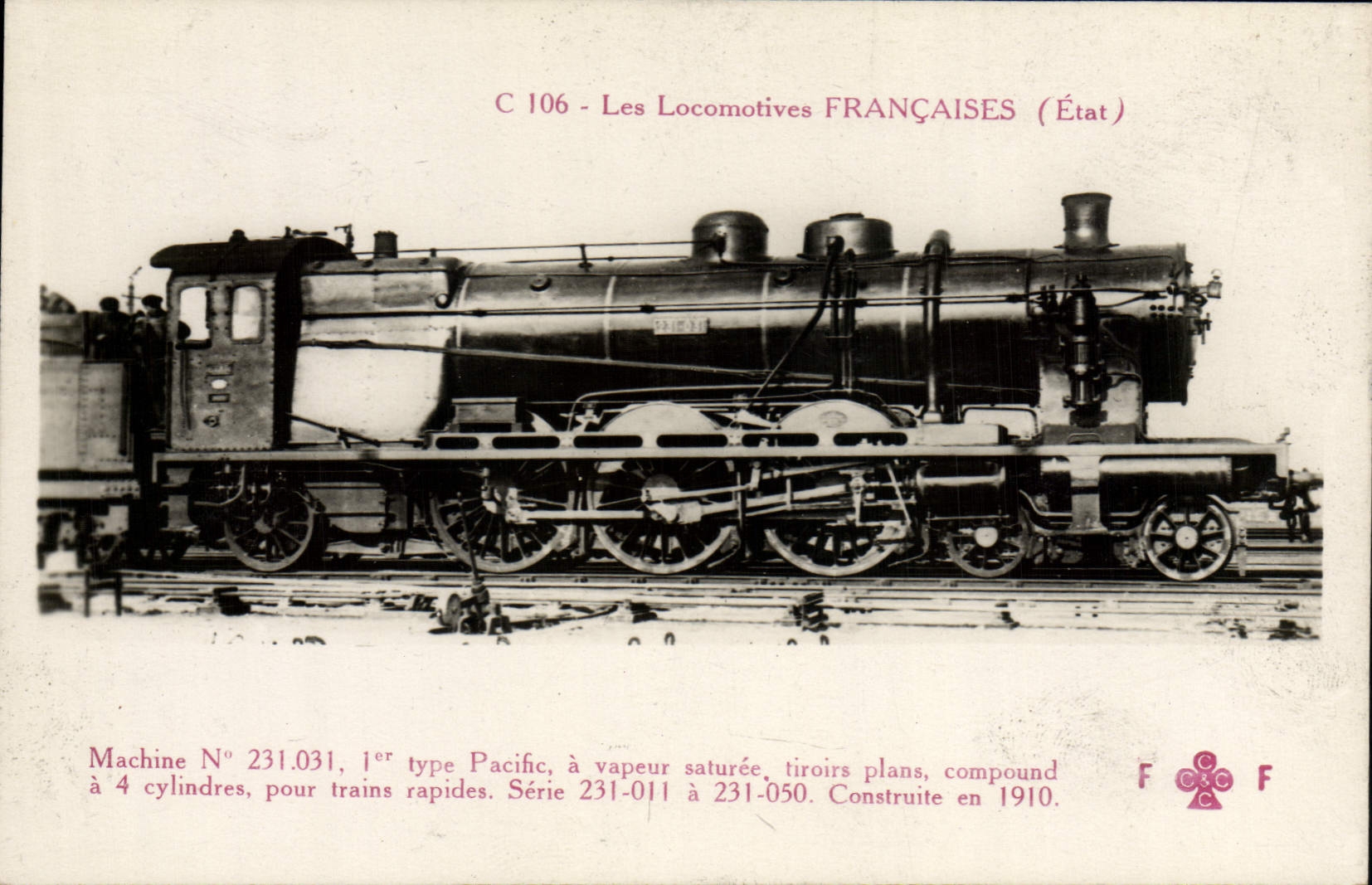 CPA train Locomotive machine 231 031 type Pacific