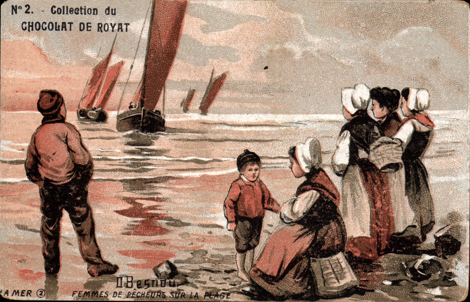 Femmes de pêcheurs sur la plage — Besnou — Collection du Chocolat de Royat, N°2
