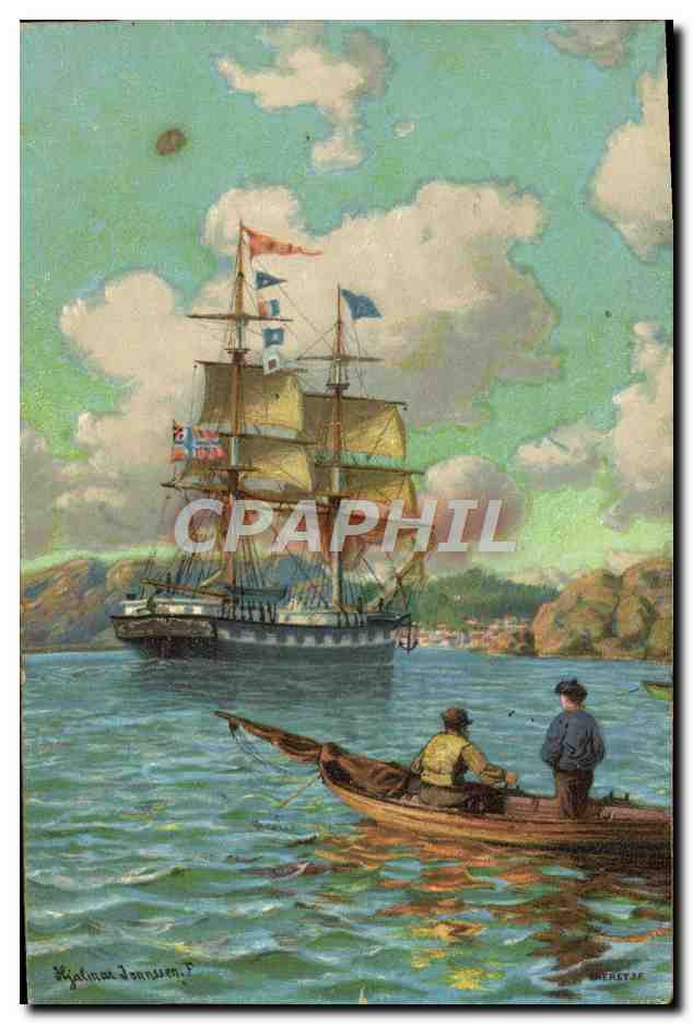 Bateau à voile — vue maritime — éditeur Beretay, n° de série non visible