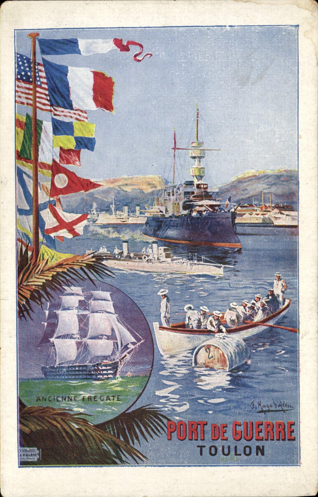 CPA Bateau Port de guerre Toulon Ancienne fregate