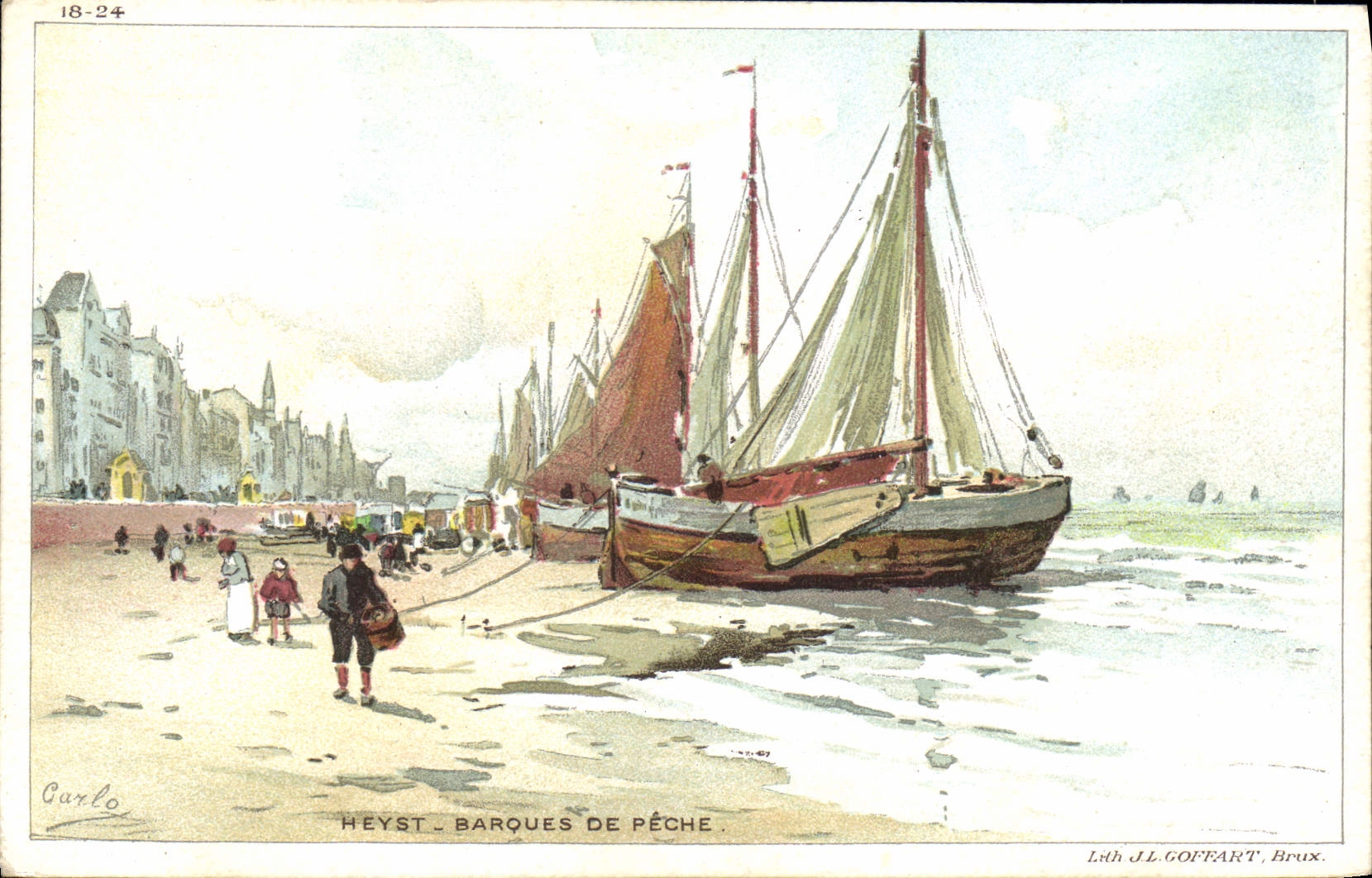 Heyst — Barques de pêche — Lith. JL GOFFART, Brux.