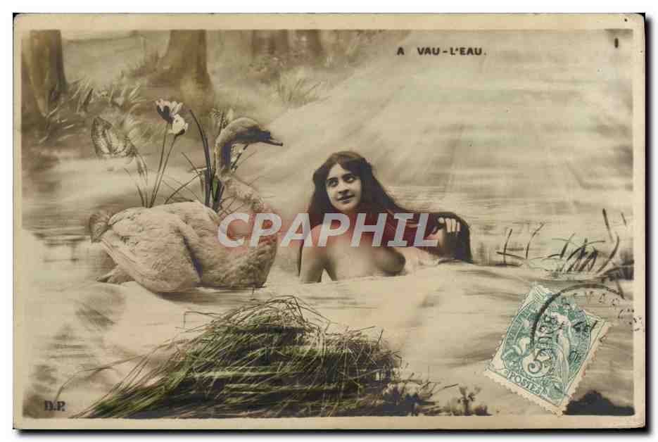 Sujet féminin dans l'eau — A VAU-L'EAU — éditeur B.P. n°1