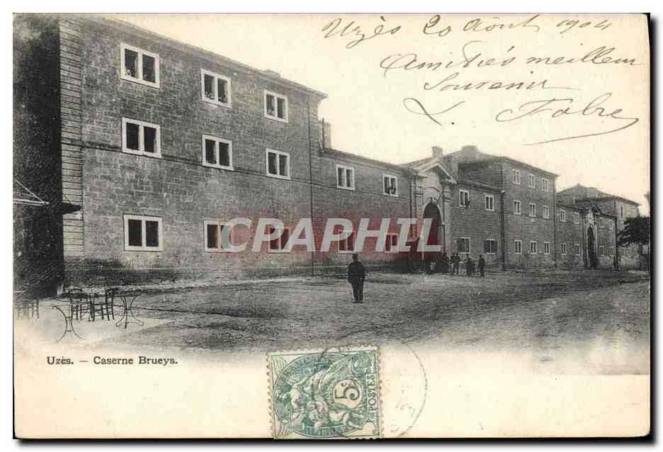 CPA Militaria Caserne Uzes Caserne Brueys