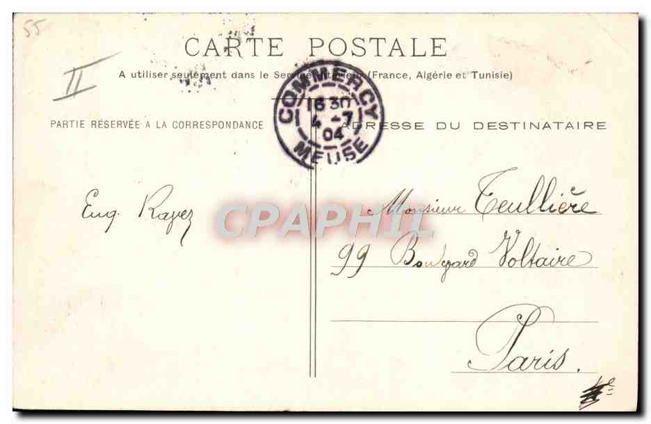CPA Militaria Caserne Commercy Caserne du chateau  — Rückseite