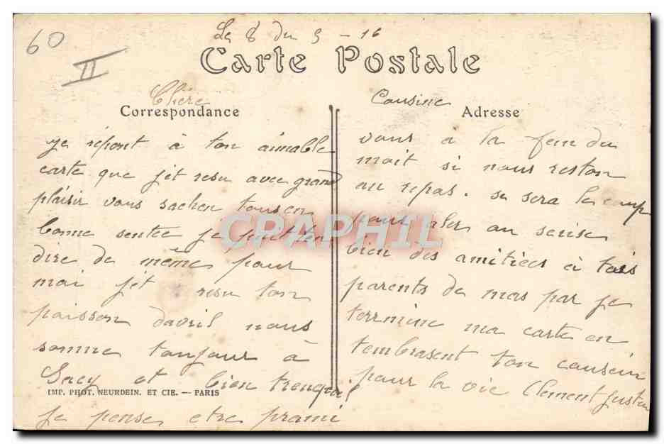 CPA Militaria Caserne Compiegne Le quartier Bourcier  — Rückseite