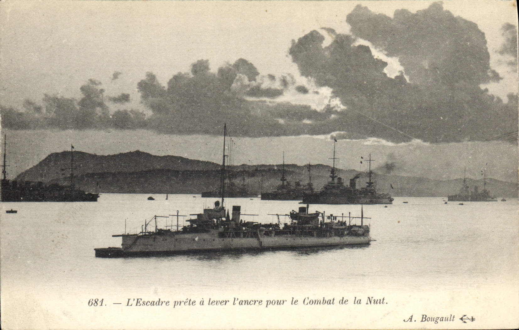 L'Escadre prête à lever l'ancre pour le Combat de la Nuit — A. Bougault, n° 681