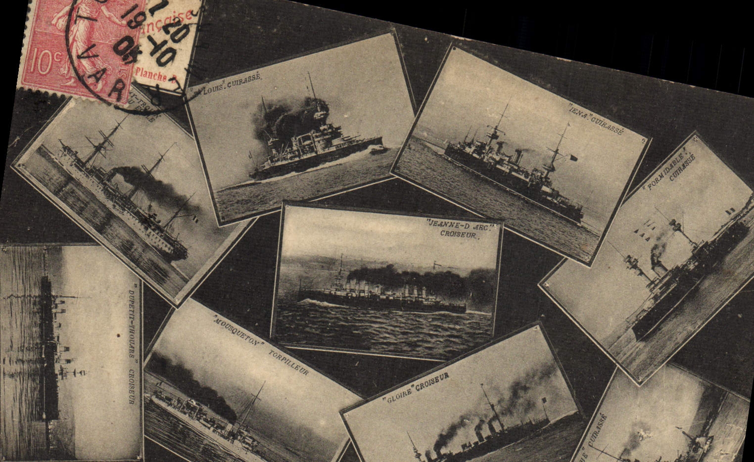 Navires de guerre français — collection de cartes postales — éditeur Planche