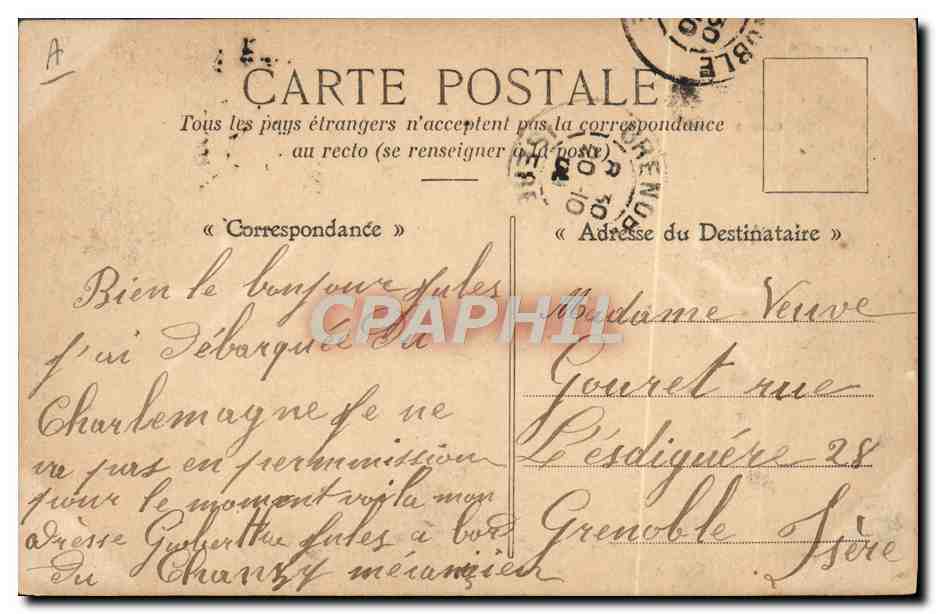 Navires de guerre français — collection de cartes postales — éditeur Planche — Verso