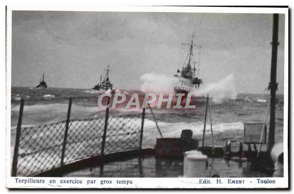 Torpilleurs en exercice par gros temps — Edit. H. EMERY - Toulon