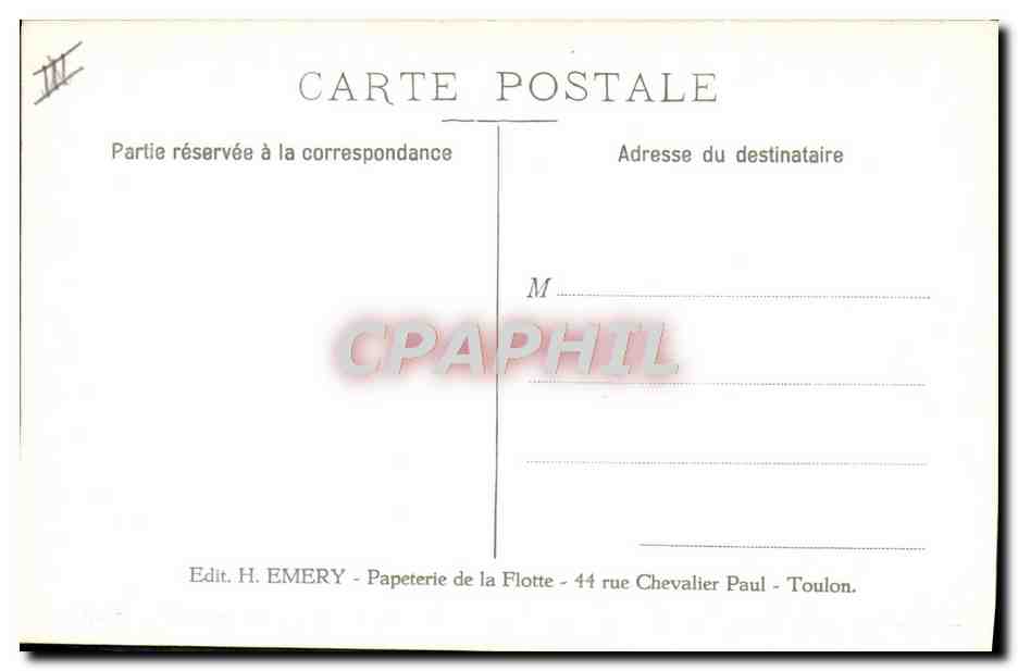 Torpilleurs en exercice par gros temps — Edit. H. EMERY - Toulon — Verso