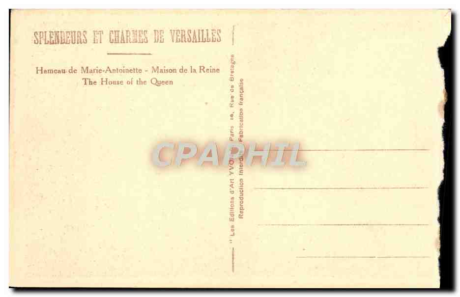 CPA Palais De Versailles Hameau de Marie Antoinette Maison de la reine — Verso