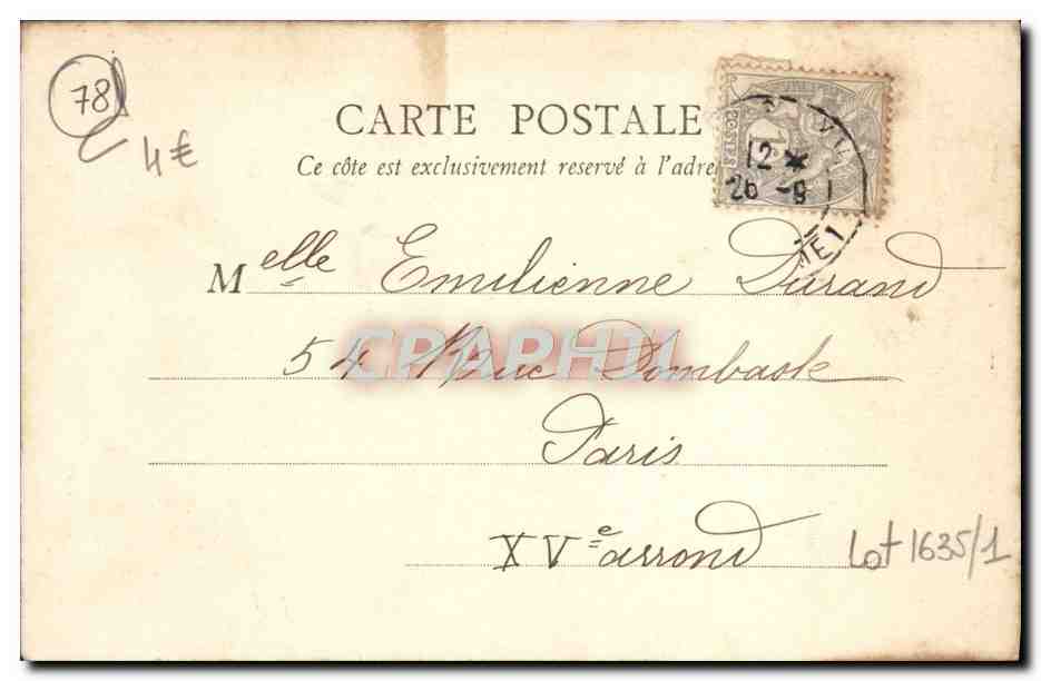 CPA Versailles Le palais L'orangerie — Verso
