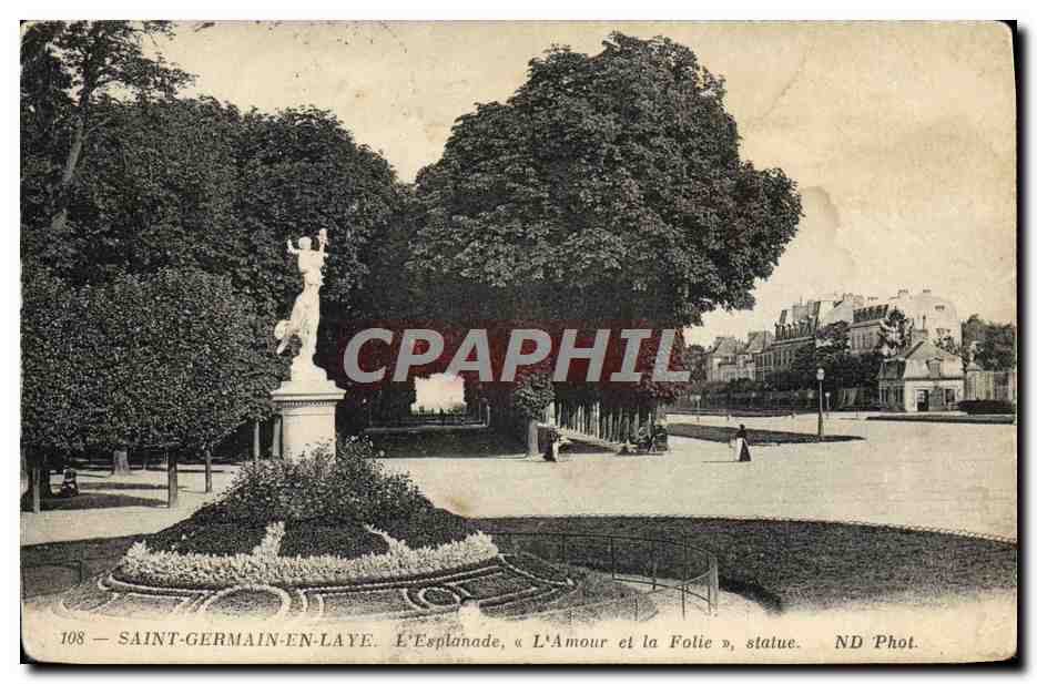 CPA Saint Germain en Laye L'Esplanade L'amour et la folie Statue 