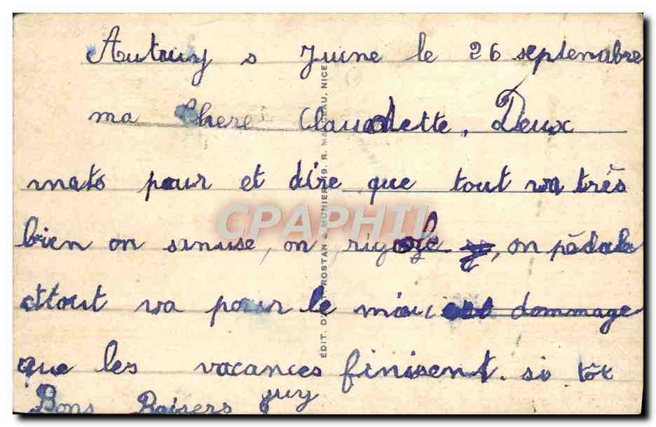 CPA Beaulieu Le Boulevard Gordon Bennett — Rückseite