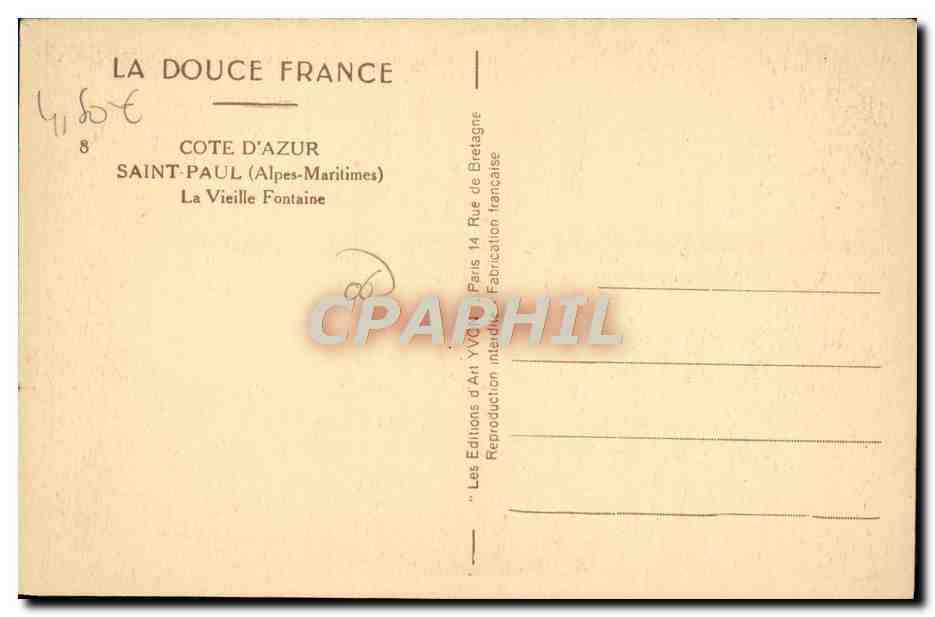 CPA Saint Paul La Vieille Fontaine — Rückseite