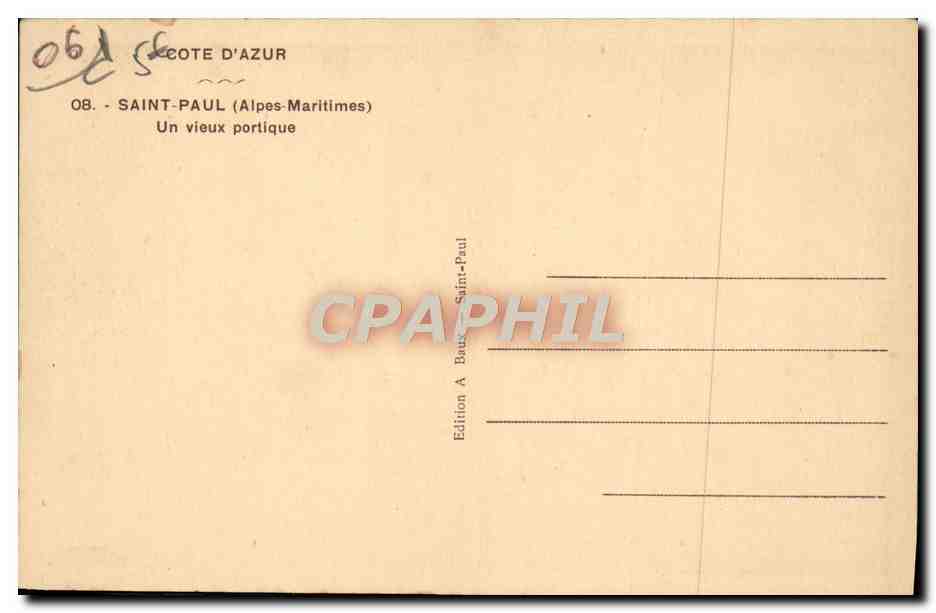 CPA Saint Paul Un vieux portique — Rückseite