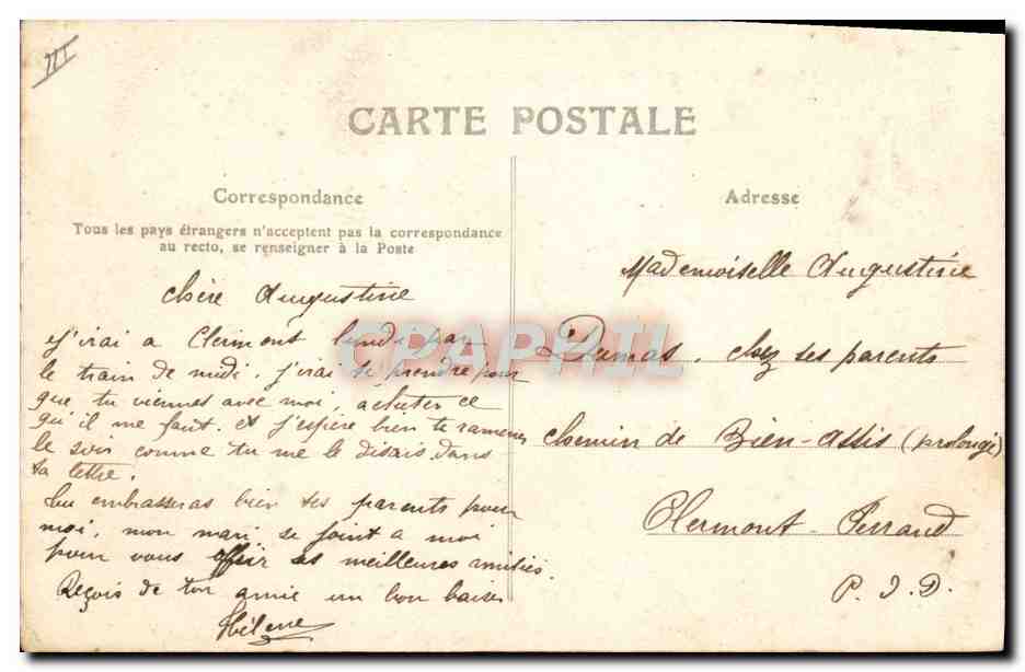 CPA Prison Riom la maison centrale  — Verso