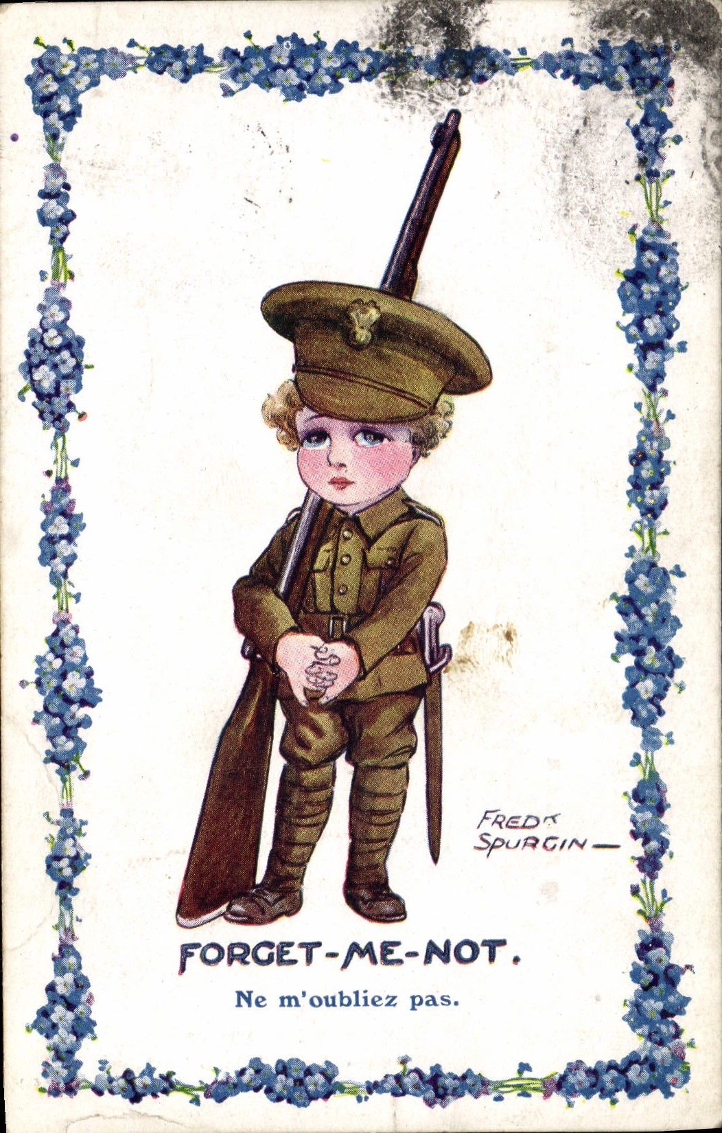 CPA Enfant Soldat Militaria Forget me not Fred Spurgin