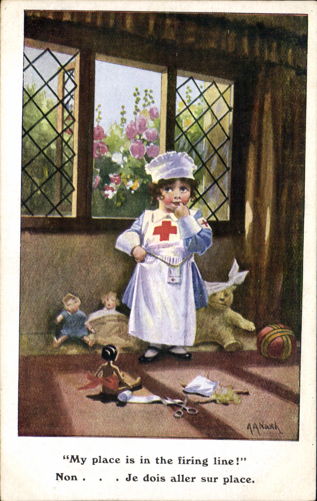 Bambino in uniforme di infermiera — editore Inter-Art Co., serie TWO-O-NINE, n°210