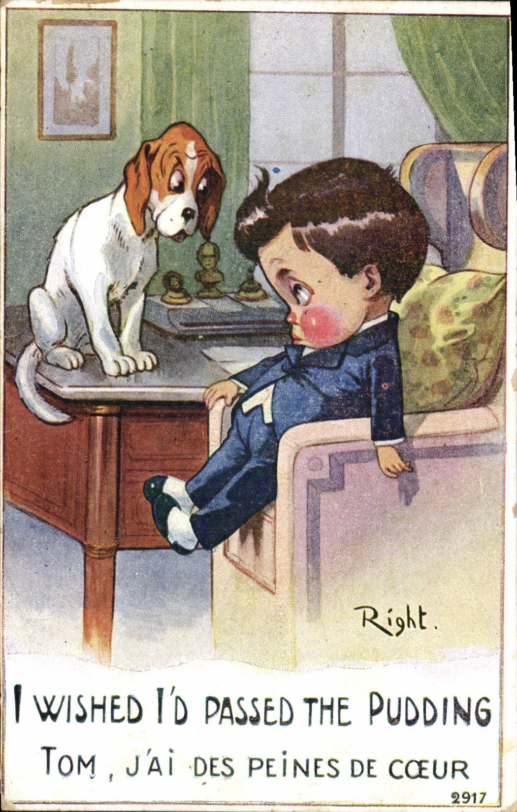 Enfant triste et chien — Tom, j'ai des peines de cœur — Right, n°2917