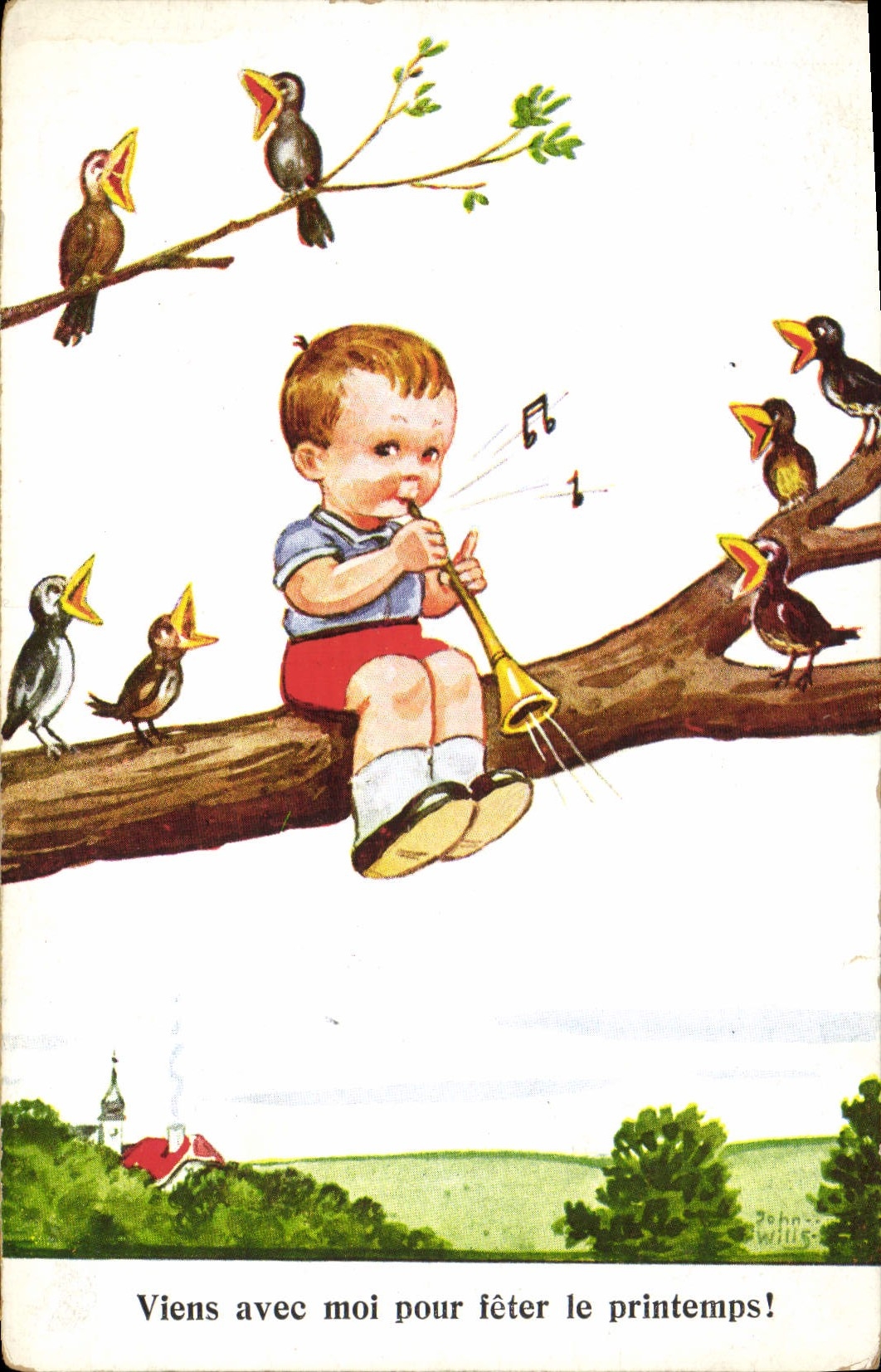 CPA Enfant Trompette