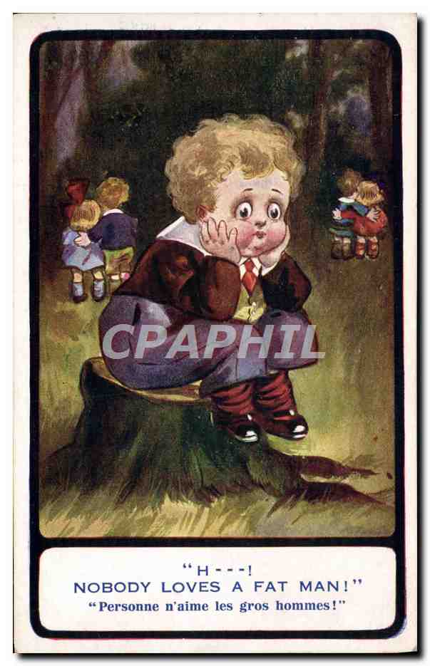 Enfant gros assis sur un tronc d'arbre — Inter-Art Co. — Série TWELVE-SIXTY-TWO, n°1263
