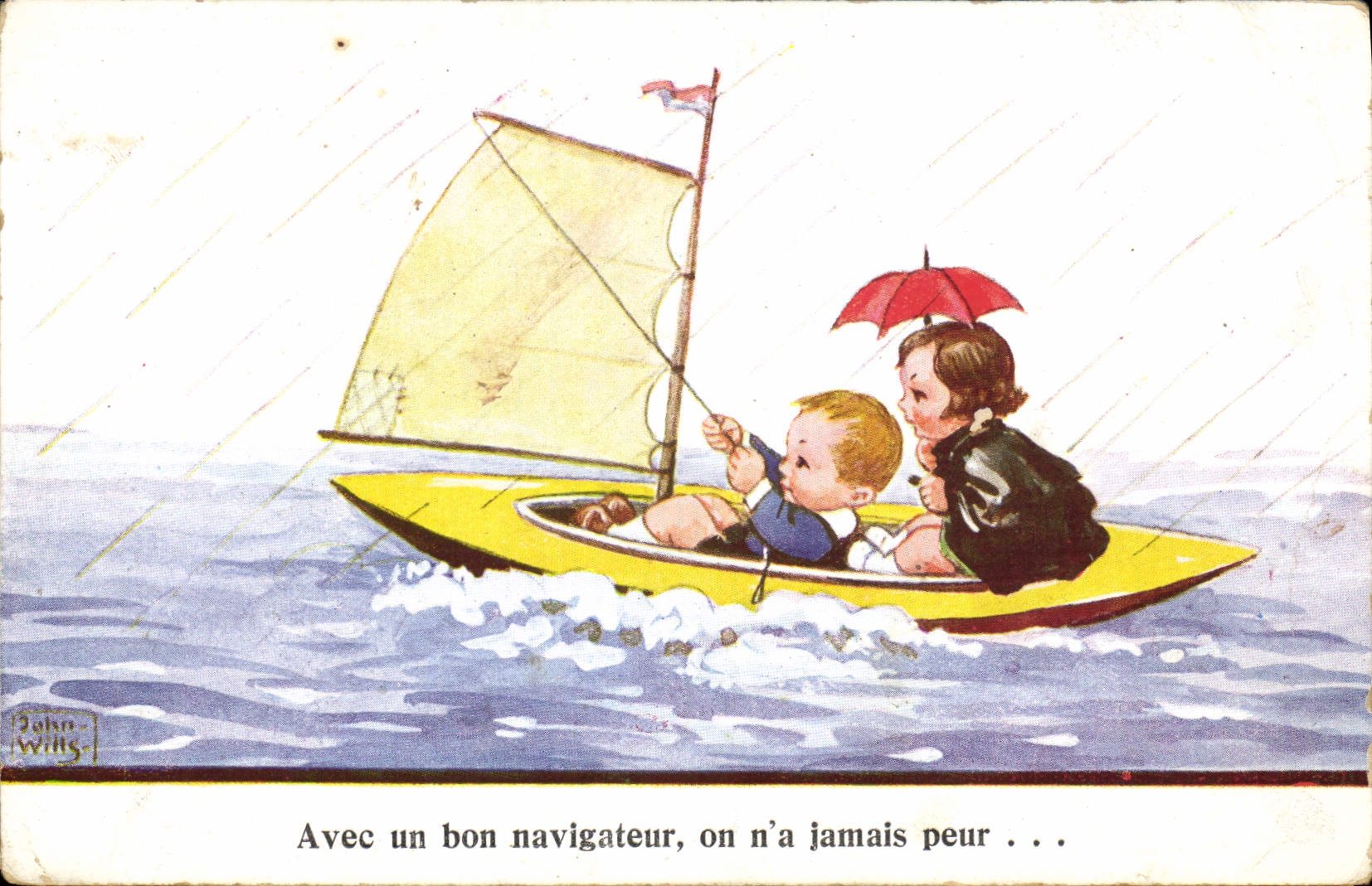 CPA Enfants Bateau John Witts