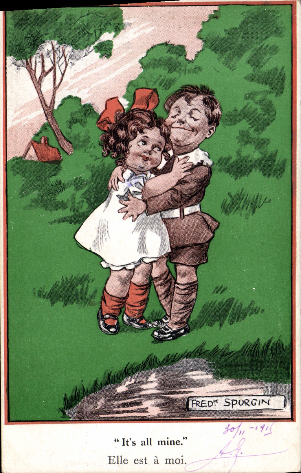 Enfants dans un paysage — Fred Spurgin — Inters-Art Co. London, W.C. No. 385