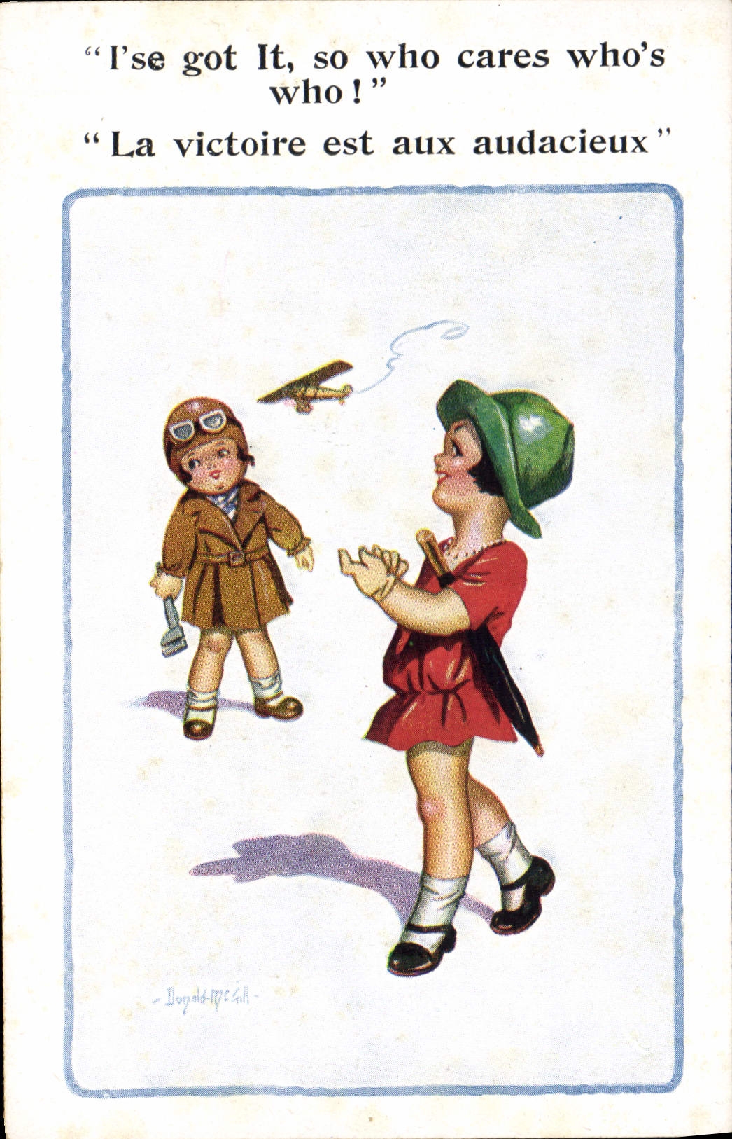 Deux enfants avec avion — Donald McCall — Comique Series, Florence House, Barnes, London, S.W.