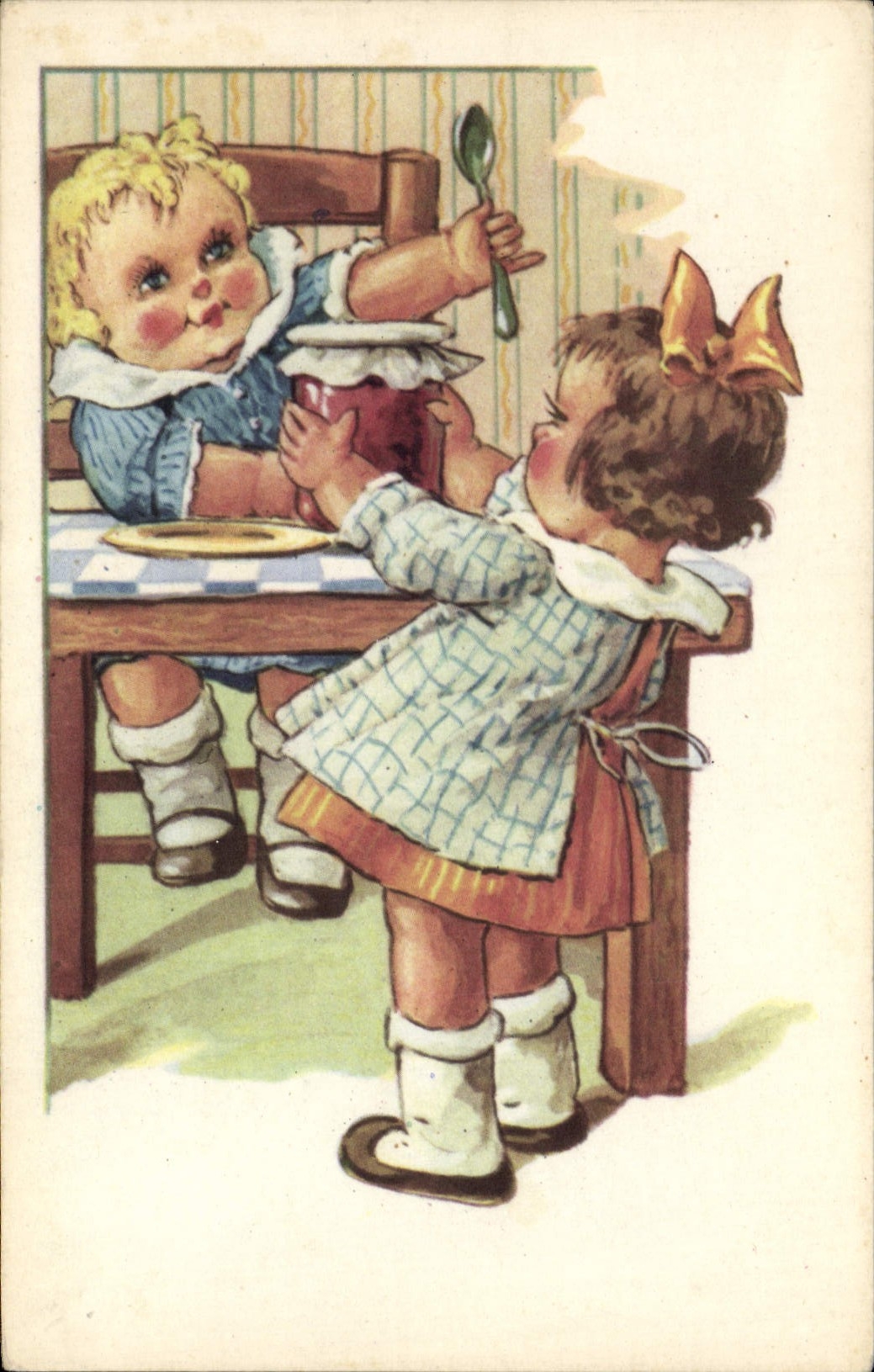 CPA Enfants Confiture