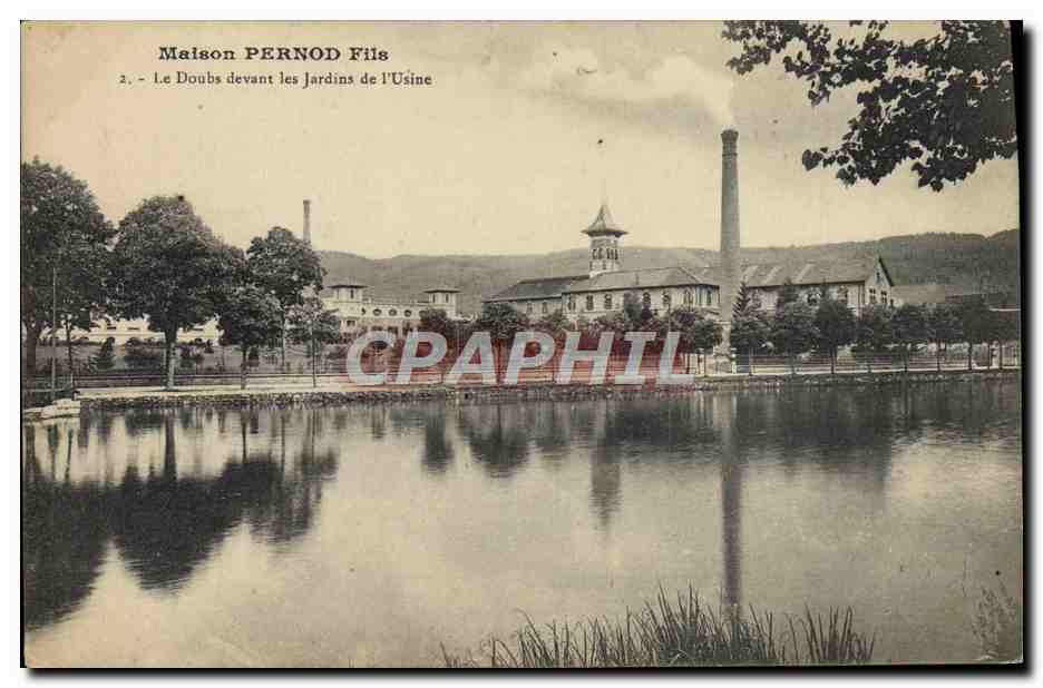 CPA Maison Pernod Fils le Doubs devant les jardins de l'usine 