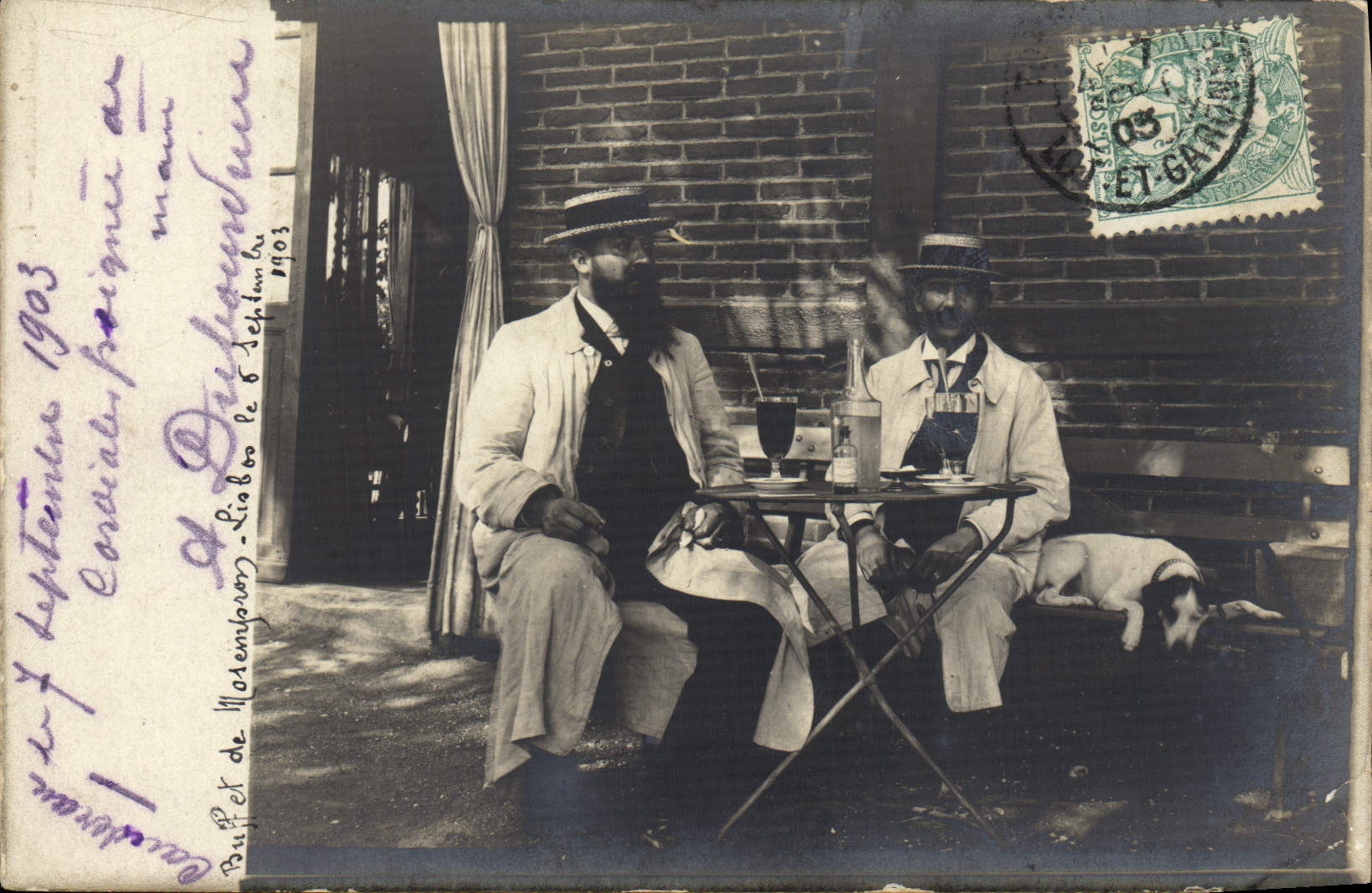 Deux hommes au café — Buffet de Matenbourou, Diabos — Société Lumière, Lyon