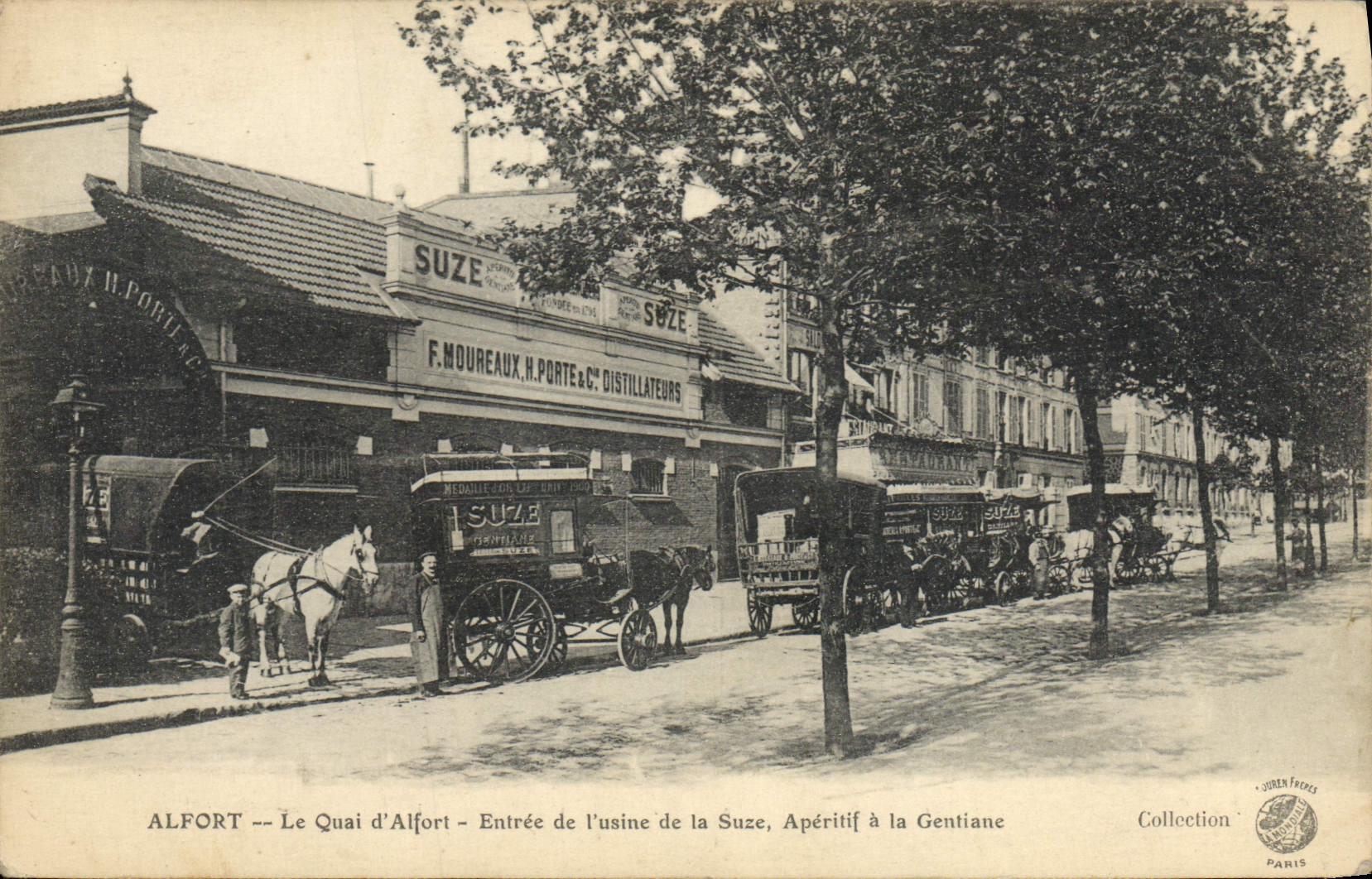 CPA Alfort Le quai d'Alfort Entree de l'usine de la Suze Aperitif de la Gentiane TOP