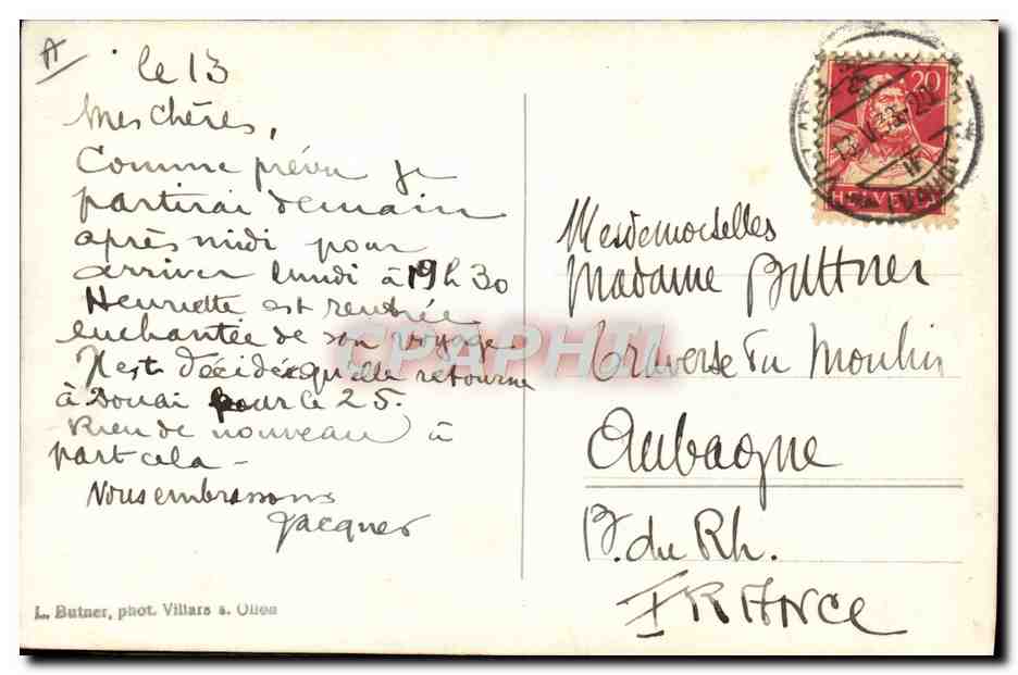 Saut à ski — Spectateurs et sapin — L. Butner, phot. Villars a. Ollies — Achterkant
