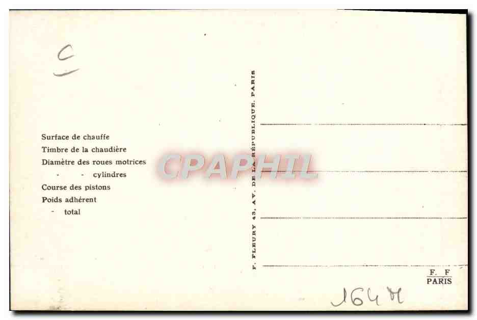 CPA Train Locomotive Machine 140 501 type Consolidateur — Verso
