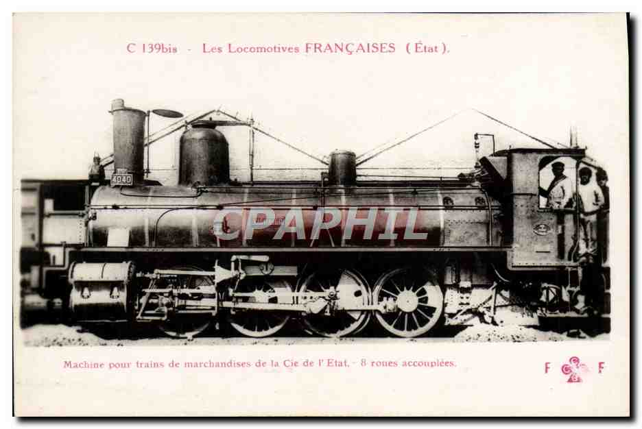 CPA Train Locomotive Machine pour trains de marchandises de la Cie de l'Etat