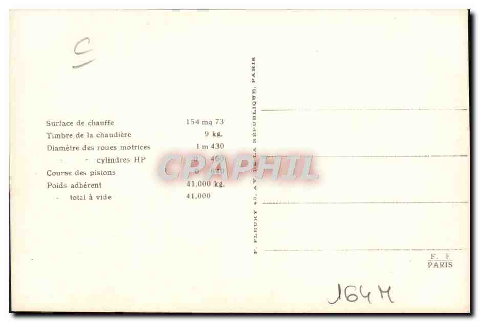 CPA Train Locomotive Machine 030 880 Distribution Walschaert  — Verso