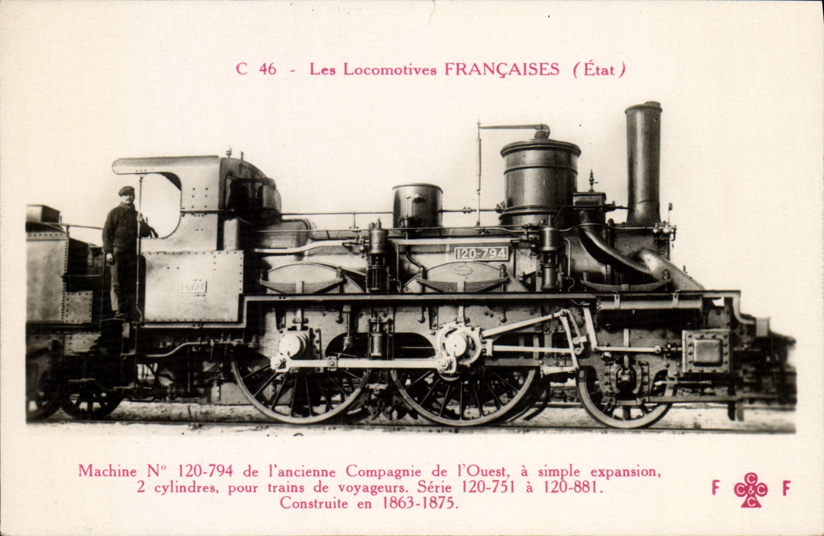 CPA Train Locomotive Machine 120 794 de l'ancienne Compagnie de l'ouest 